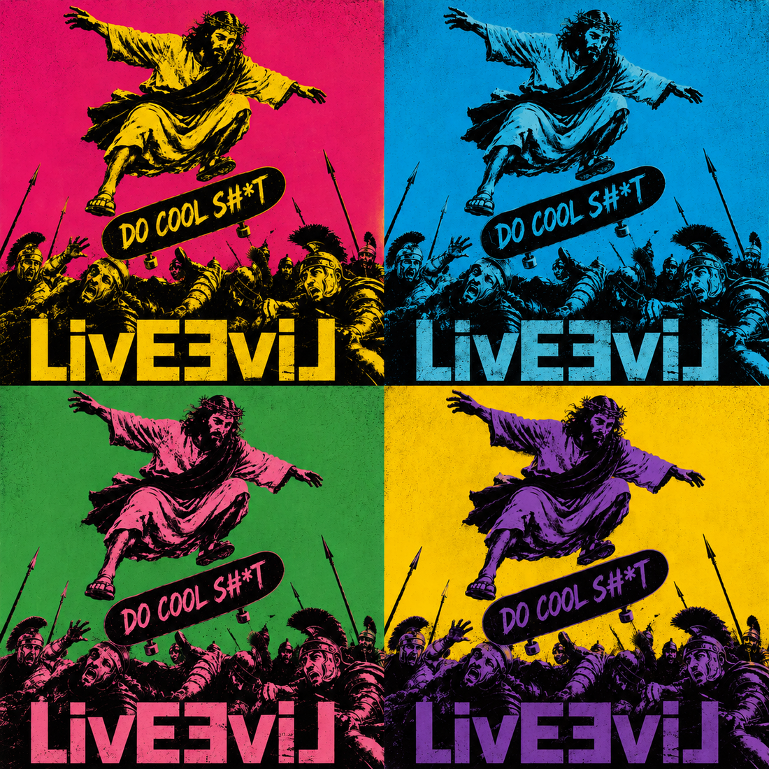 LivEƎvi⅃ dark art pop-art skateboard image