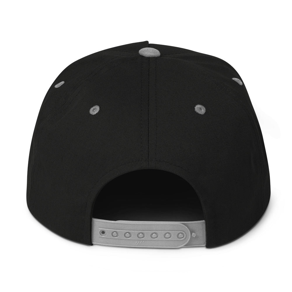 LivEƎvi⅃ flat bill cap in black and grey, back view
