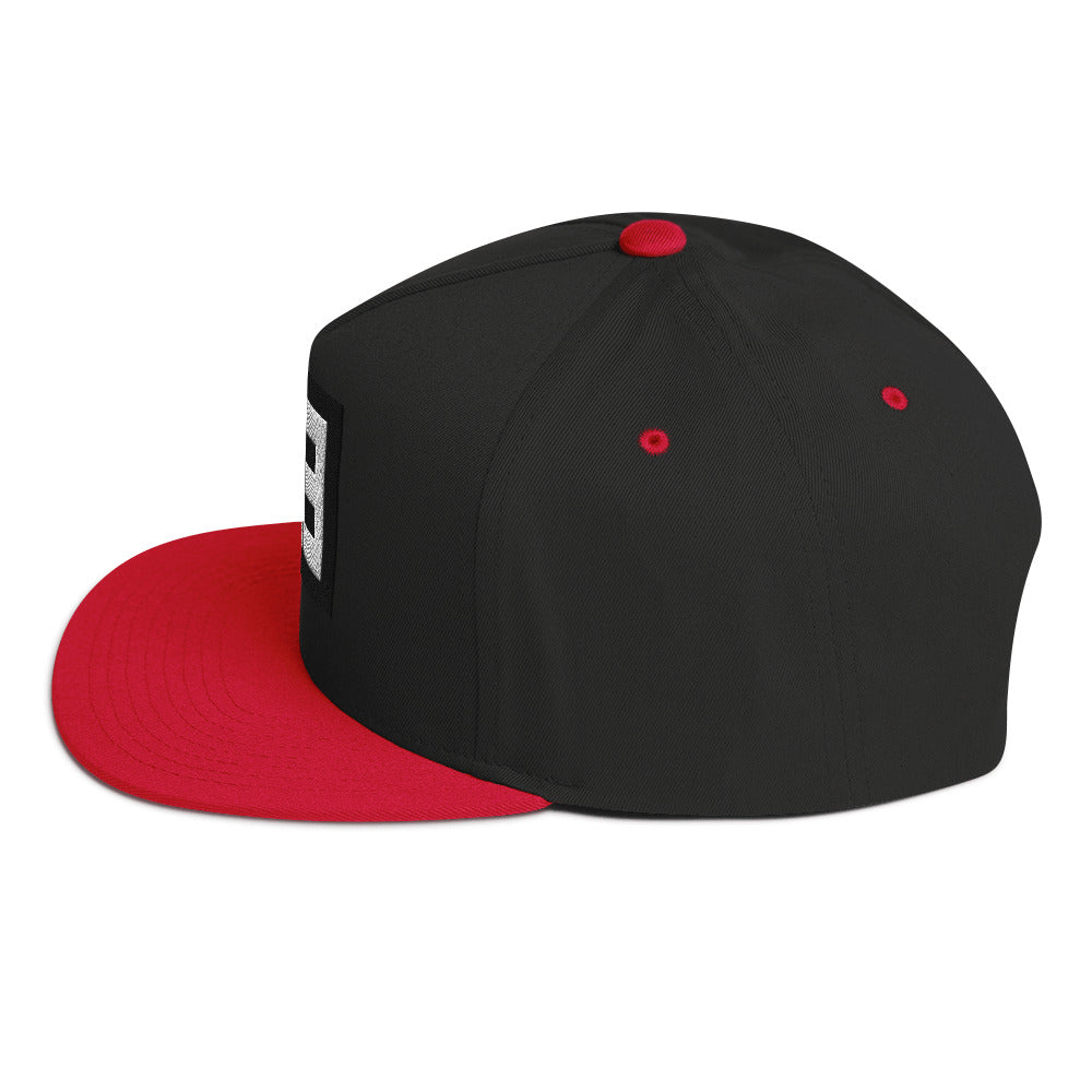 LivEƎvi⅃ flat bill cap in black and red, left side view
