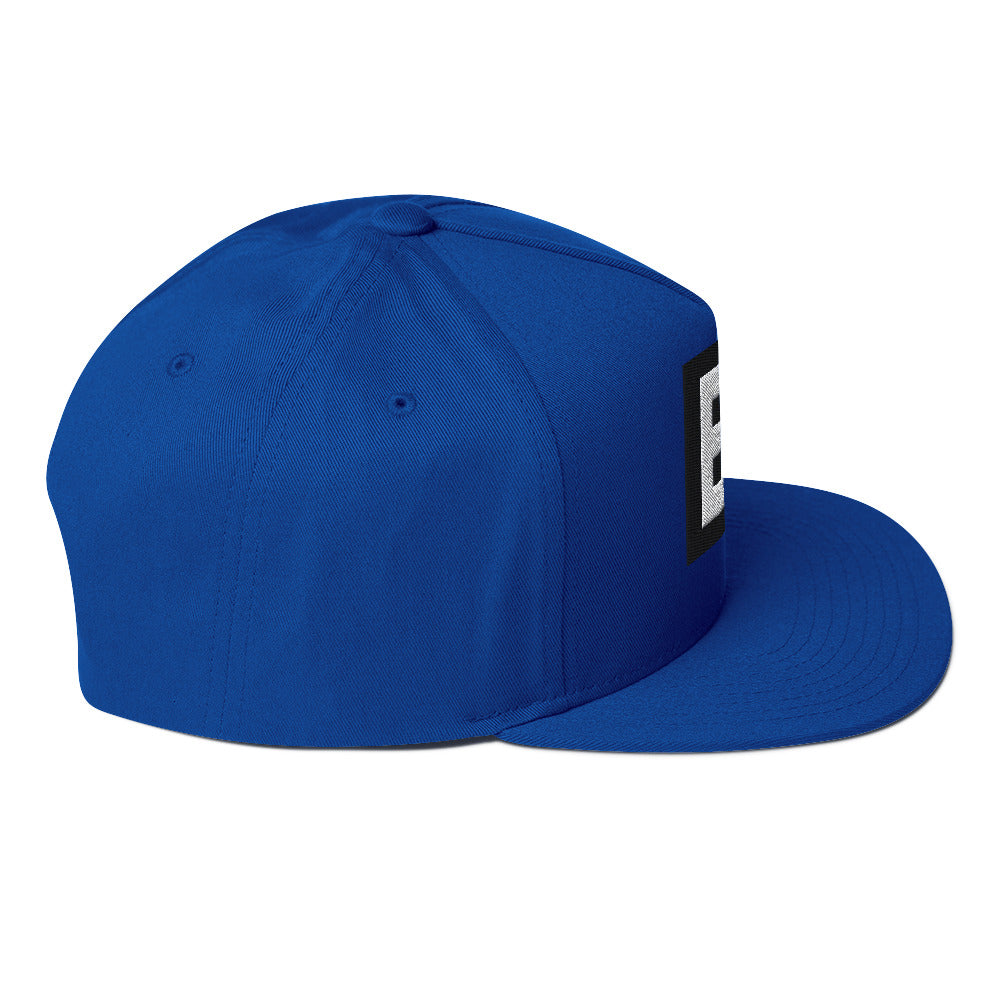 LivEƎvi⅃ flat bill cap in royal blue, right side view