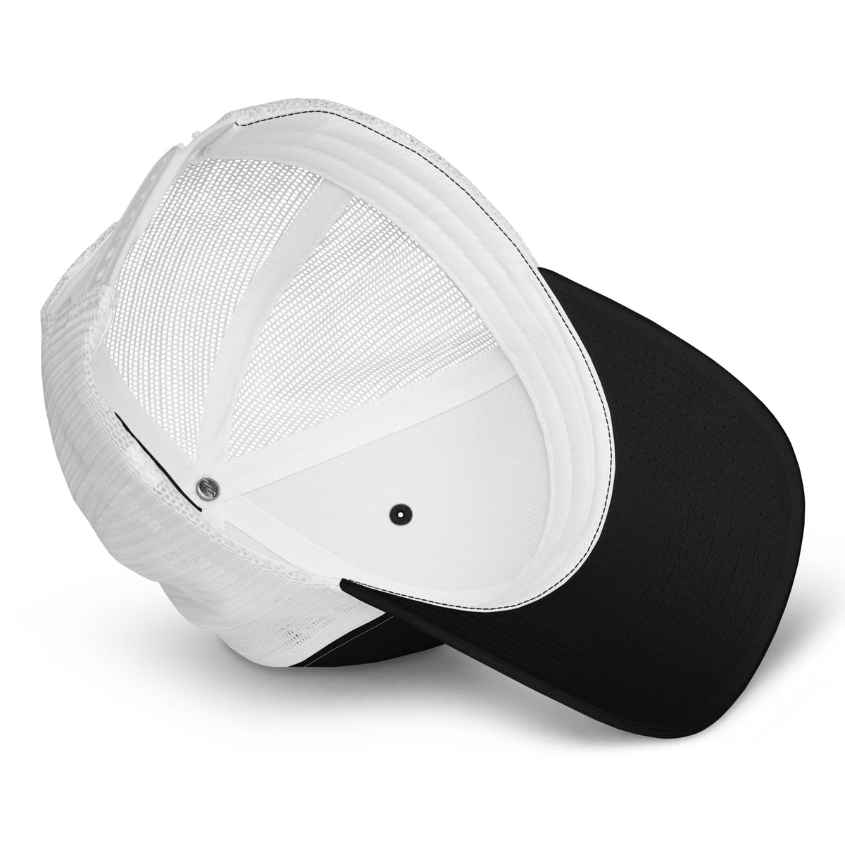 LivEƎvi⅃ trucker cap in black and white, product detail view