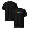 LivEƎvi⅃ Rainbow Classic Logo graphic tee in black, front and back view