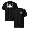 LivEƎvi⅃ 3OF3 graphic T-shirt in black, front and back view