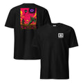 Kite Chaos LivEƎvi⅃ graphic T-shirt in black, front and back view