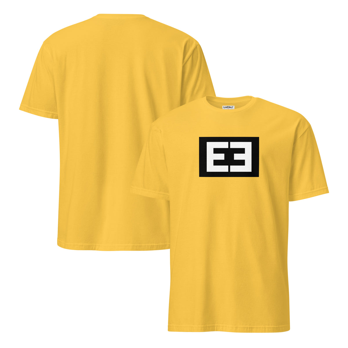 Question the Label LivEƎvi⅃ graphic tee in daisy, front and back view