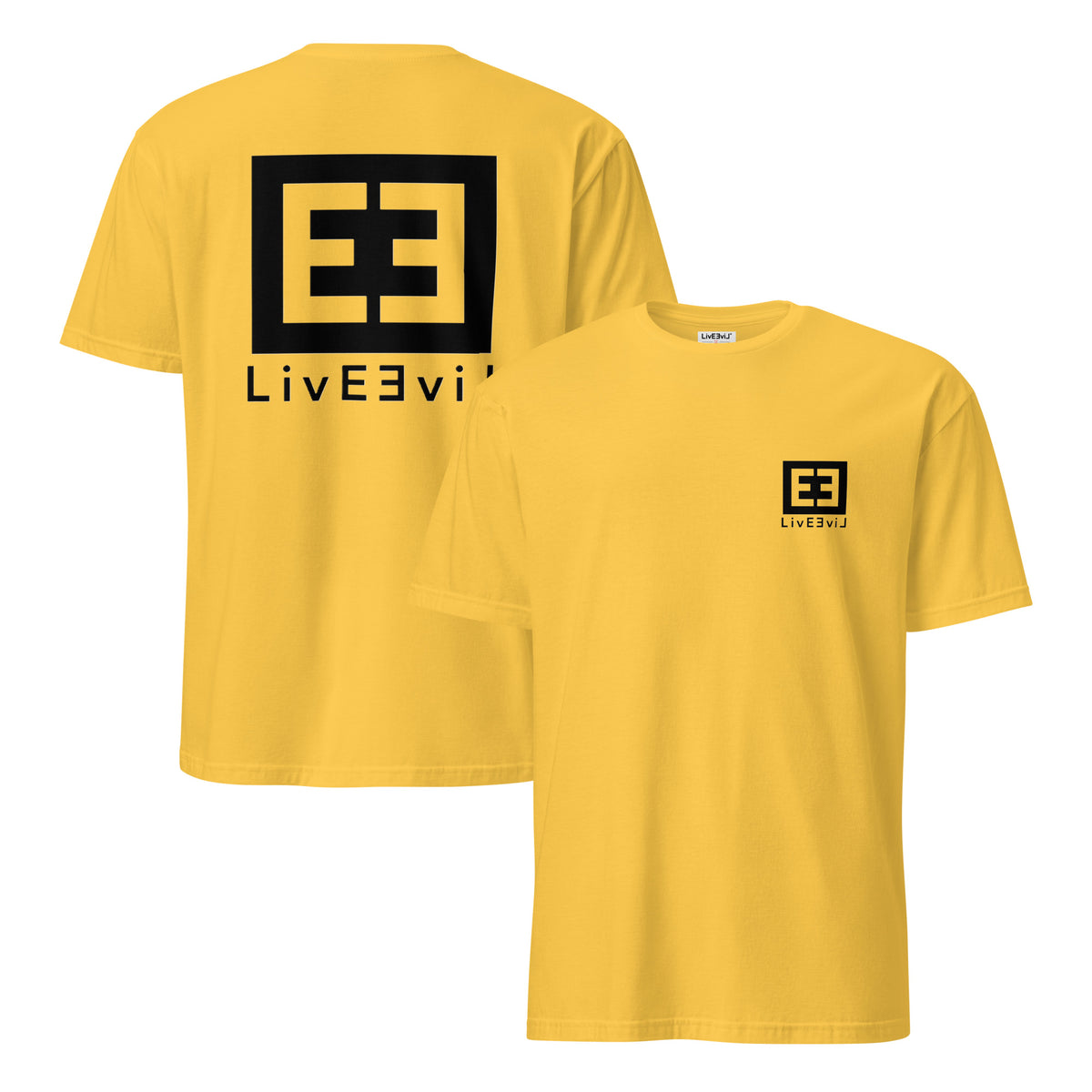 Perspective Shift LivEƎvi⅃ graphic tee in daisy, front and back view