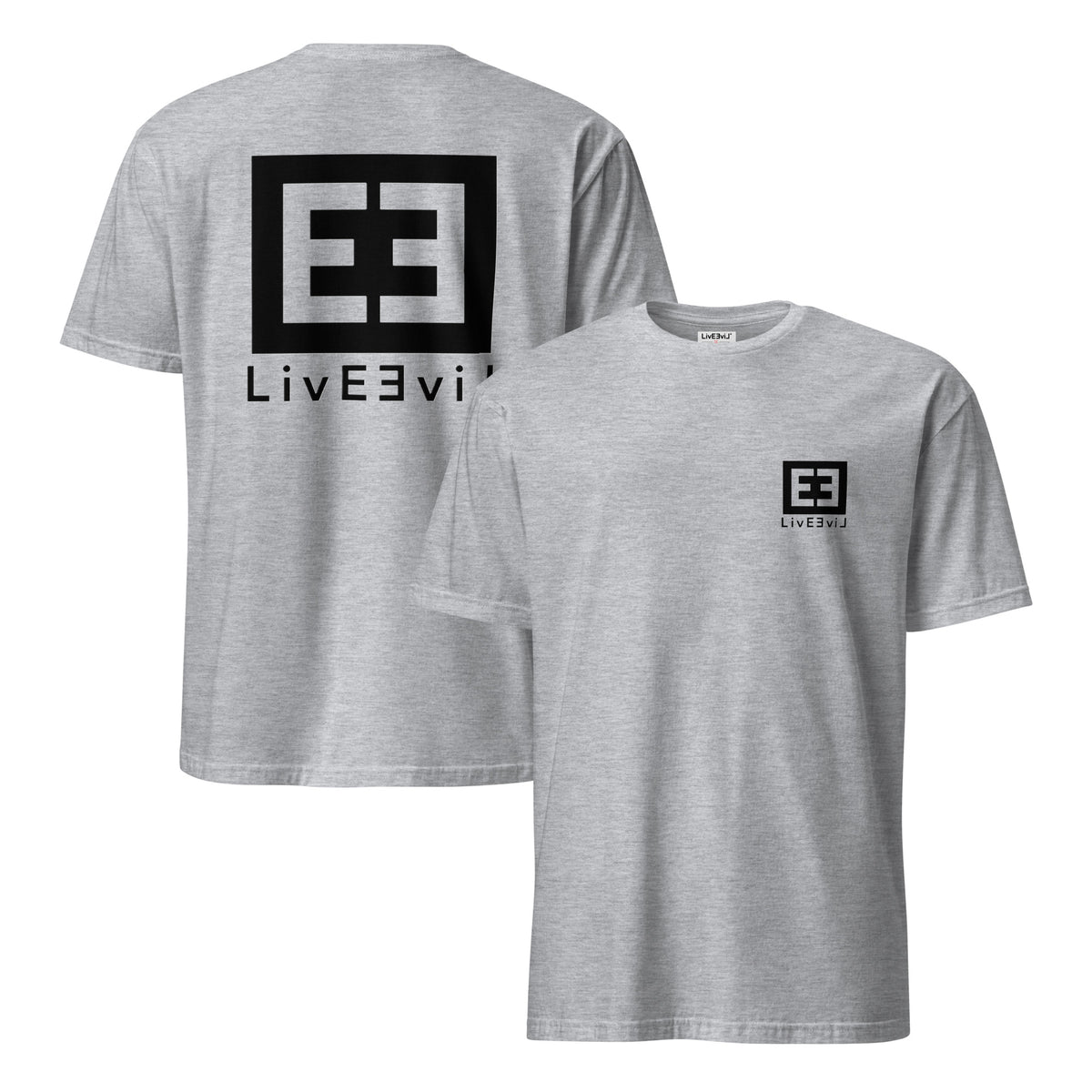 Perspective Shift LivEƎvi⅃ graphic tee in sport grey, front and back view
