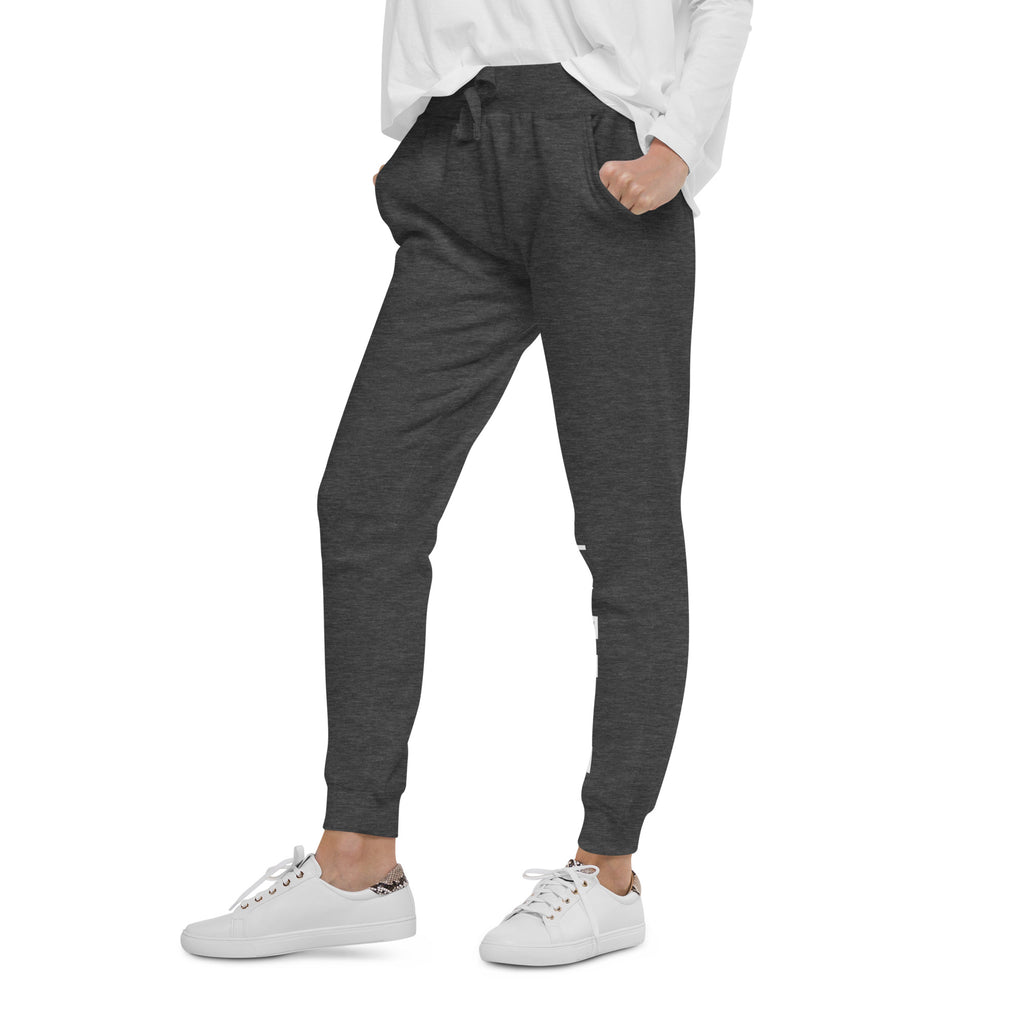 LivEƎvi⅃ After Dark fleece sweatpants in charcoal heather, left front view