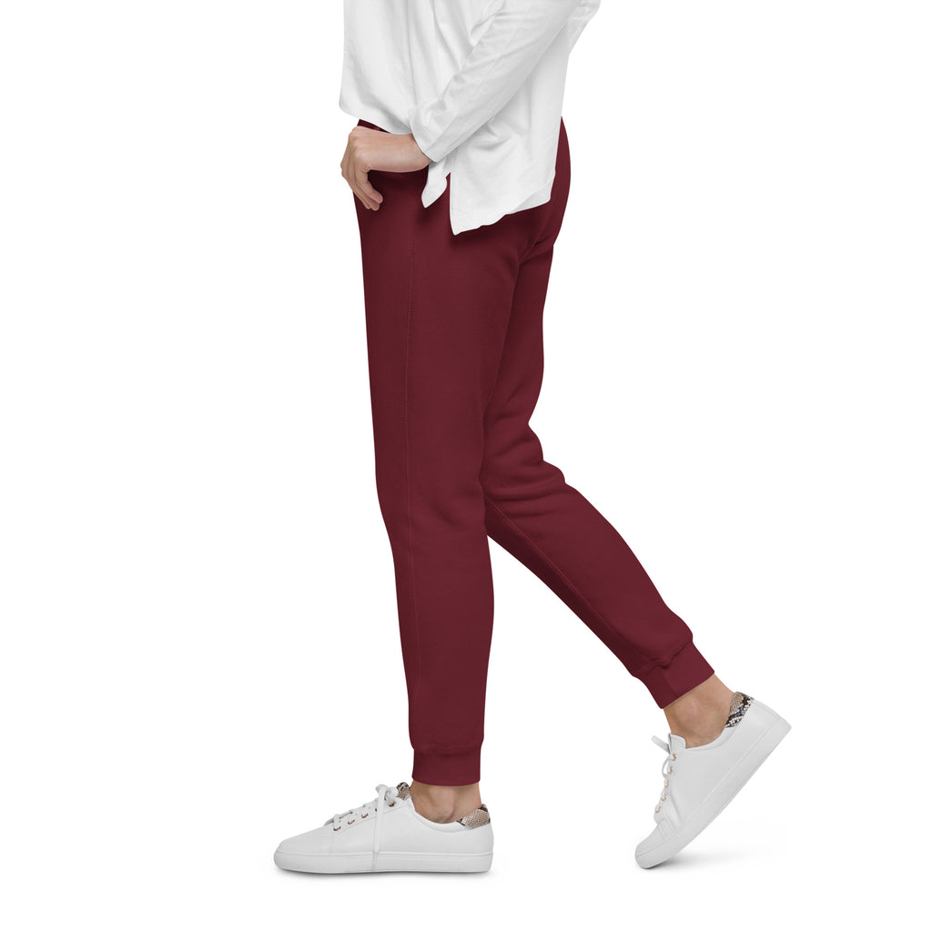 LivEƎvi⅃ After Dark fleece sweatpants in maroon, left view
