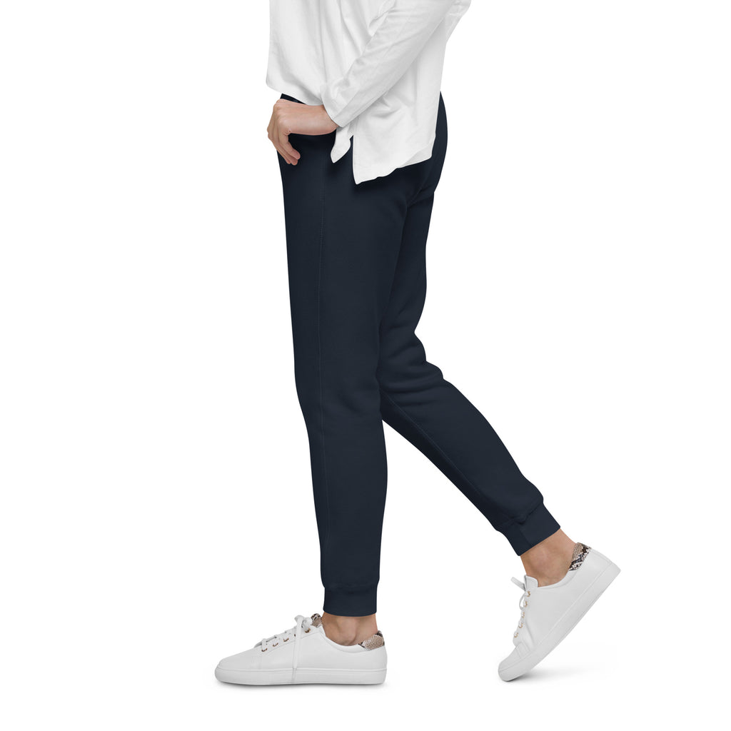 LivEƎvi⅃ After Dark fleece sweatpants in navy blazer, left view