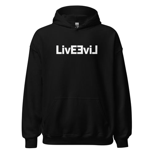 LivEƎvi⅃ 1OF3 Big & Tall graphic hoodie in black, front view