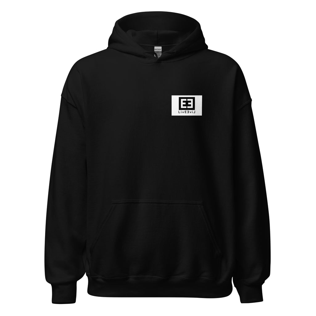 LivEƎvi⅃ 3OF3 Big & Tall graphic hoodie in black, front view