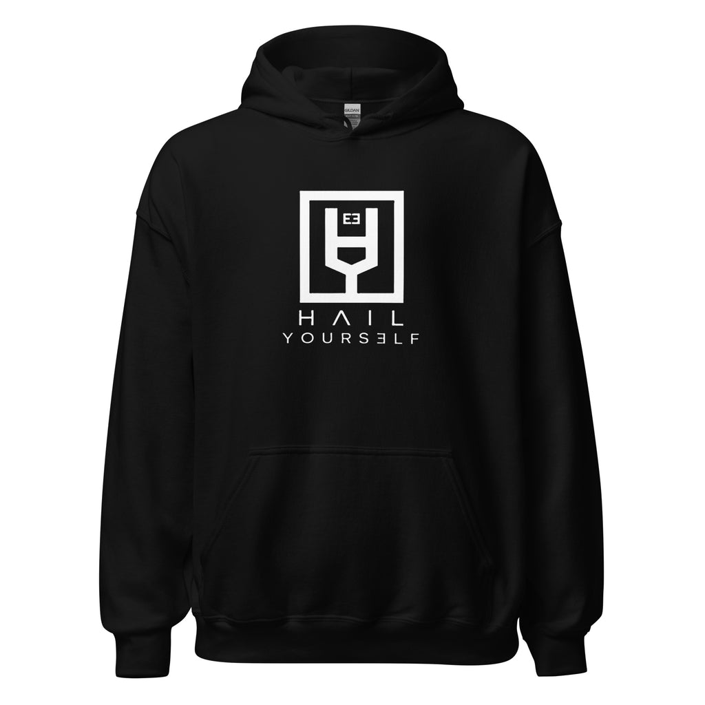HAIL YOURSELF LivEƎvi⅃ Big & Tall graphic hoodie in black, front view