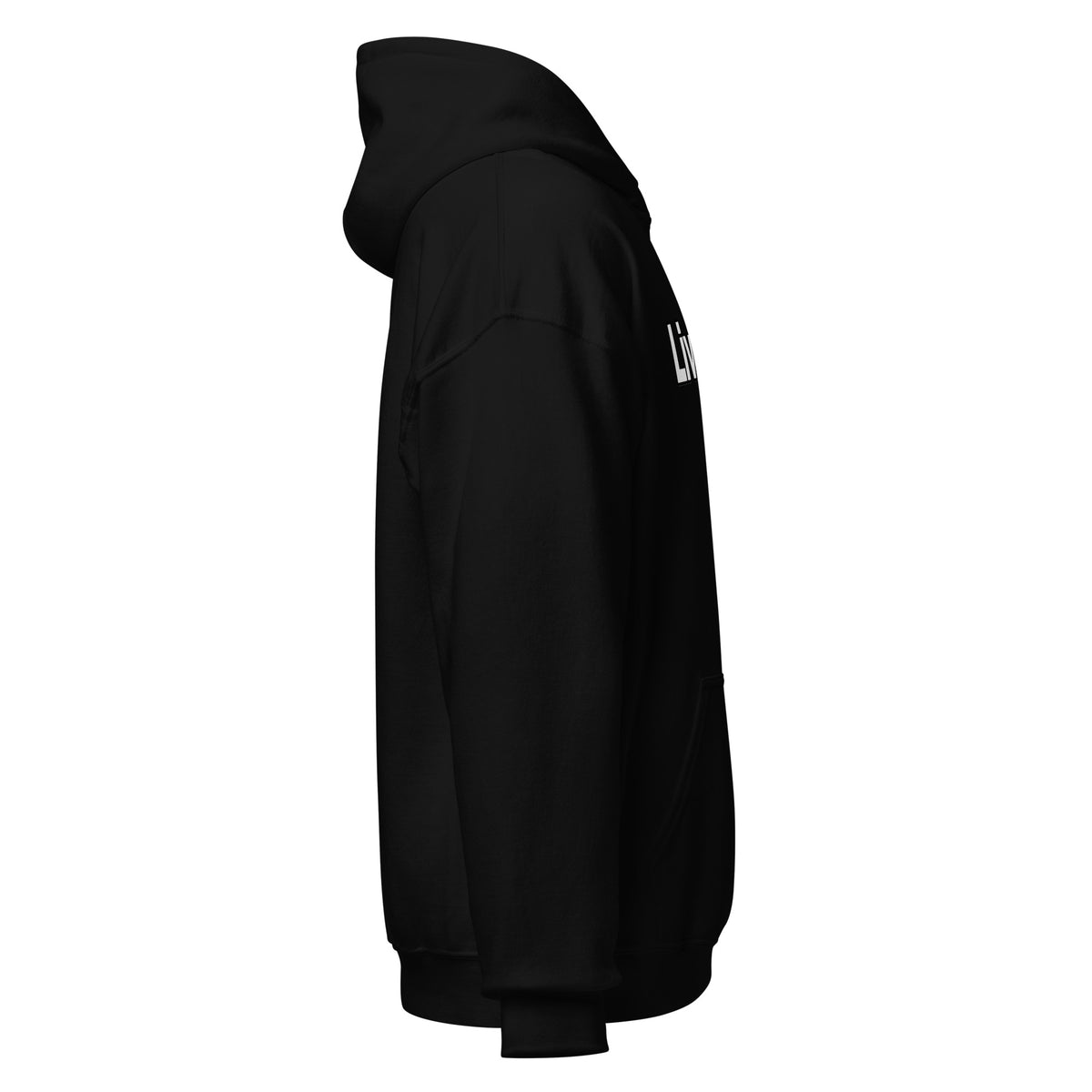 LivEƎvi⅃ 1OF3 Big & Tall graphic hoodie in black, right view