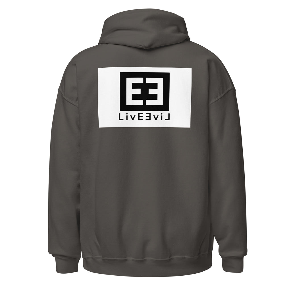 LivEƎvi⅃ 3OF3 Big & Tall graphic hoodie in charcoal, back view