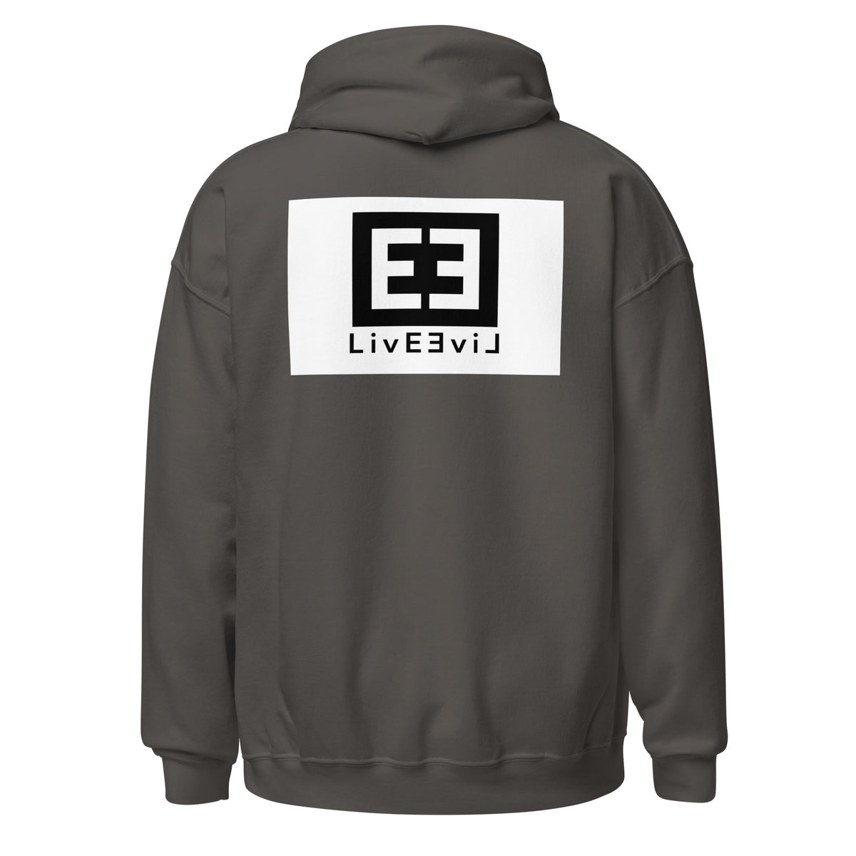 LivEƎvi⅃ 3OF3 Big & Tall graphic hoodie in charcoal, back view