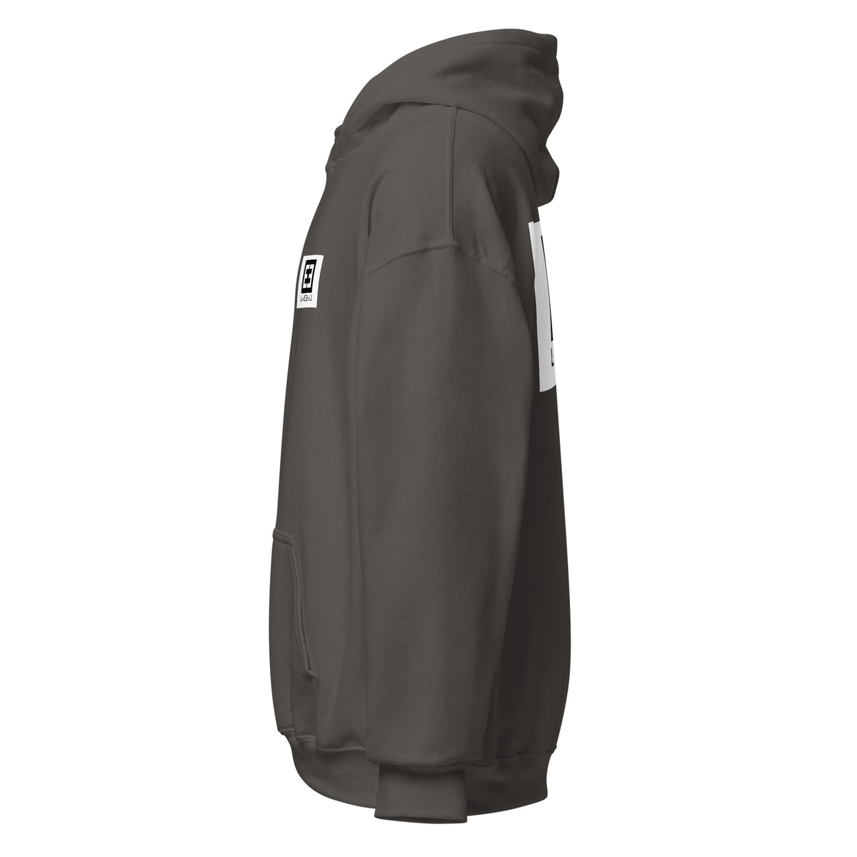 LivEƎvi⅃ 3OF3 Big & Tall graphic hoodie in charcoal, left view