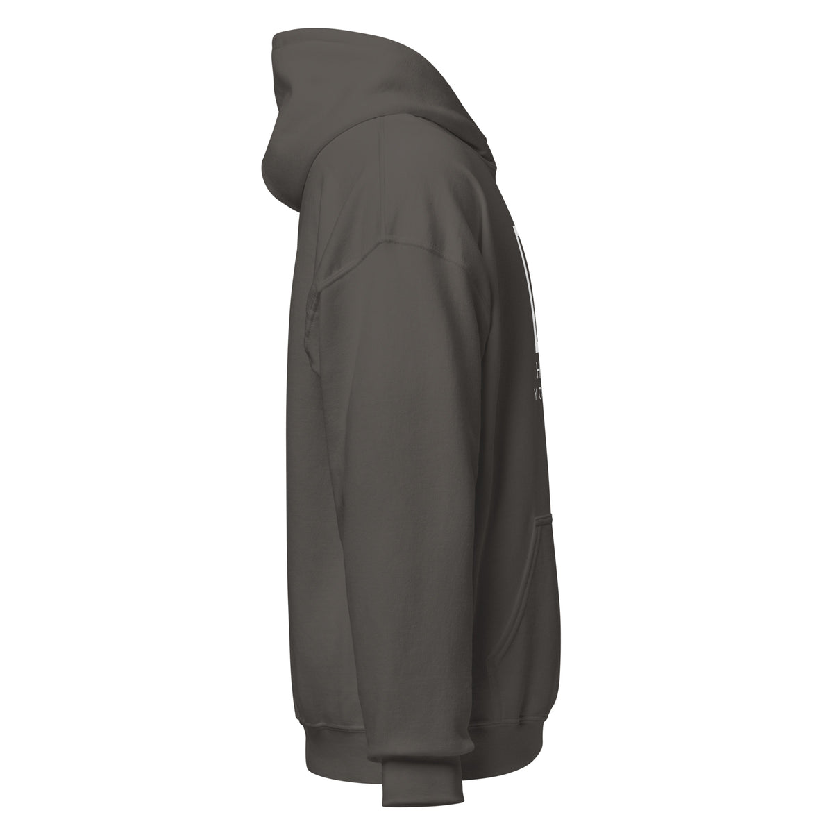 HAIL YOURSELF LivEƎvi⅃ Big & Tall graphic hoodie in charcoal, right view