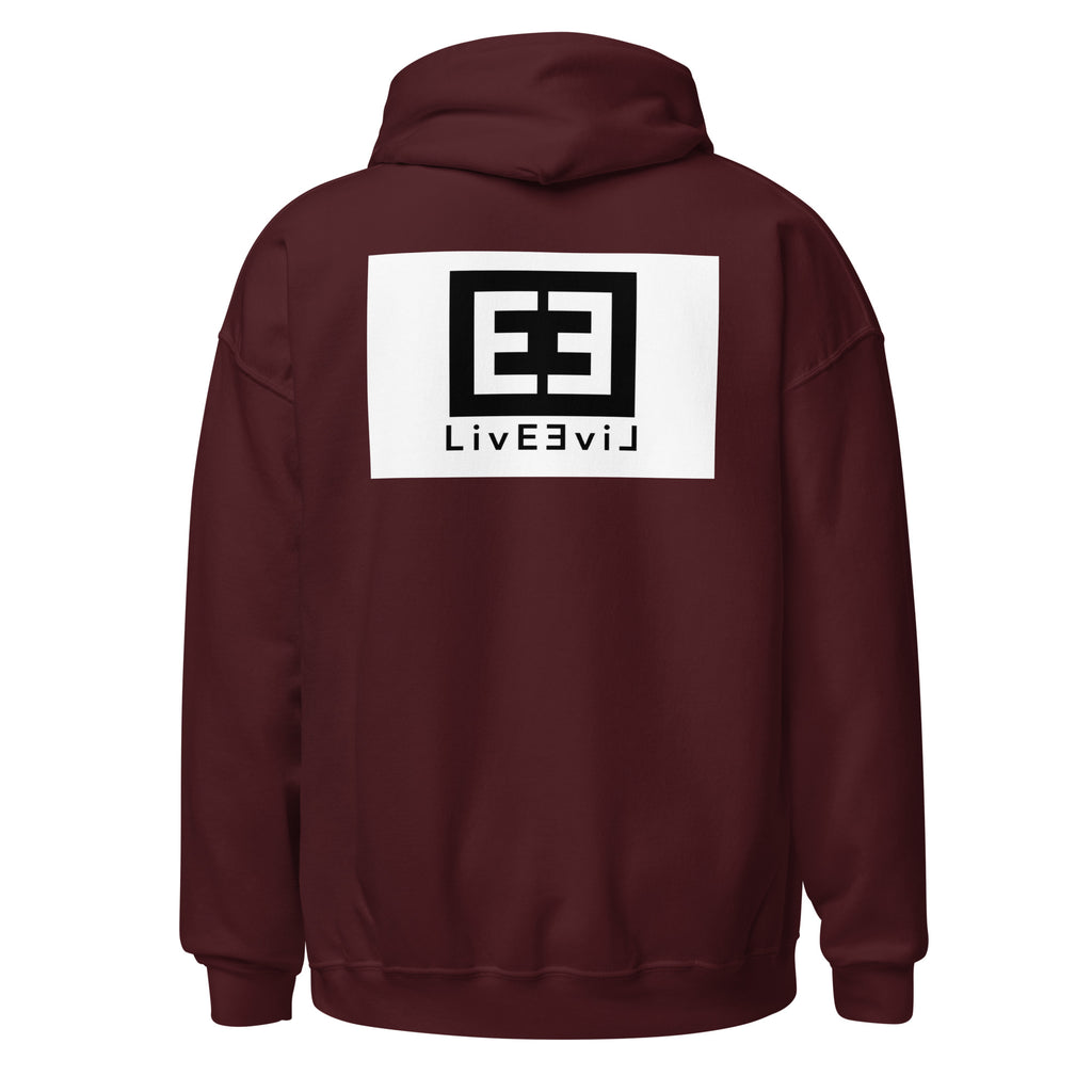 LivEƎvi⅃ 3OF3 Big & Tall graphic hoodie in maroon, back view