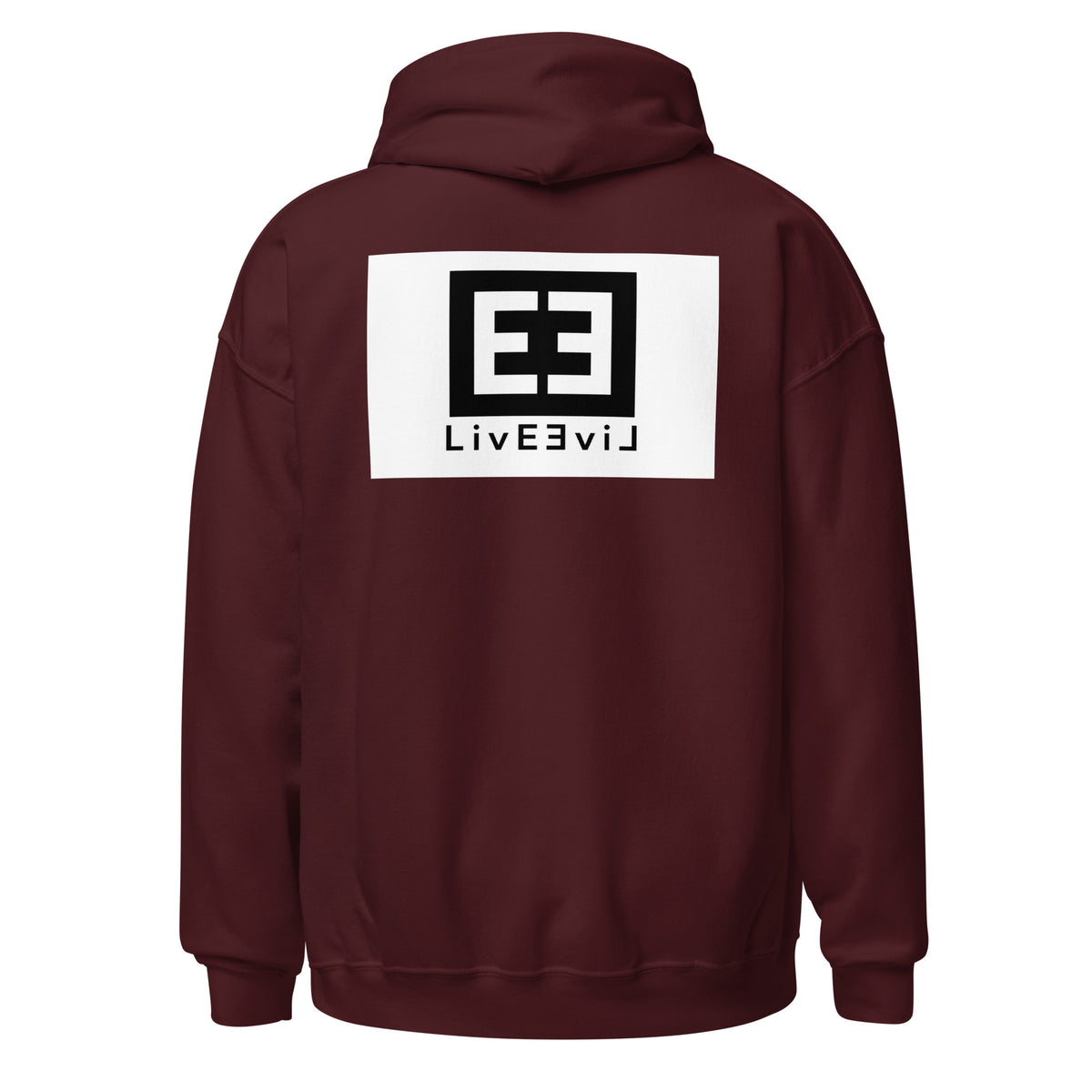 LivEƎvi⅃ 3OF3 Big & Tall graphic hoodie in maroon, back view