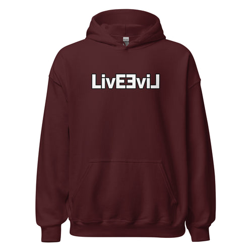 LivEƎvi⅃ 1OF3 Big & Tall graphic hoodie in maroon, front view