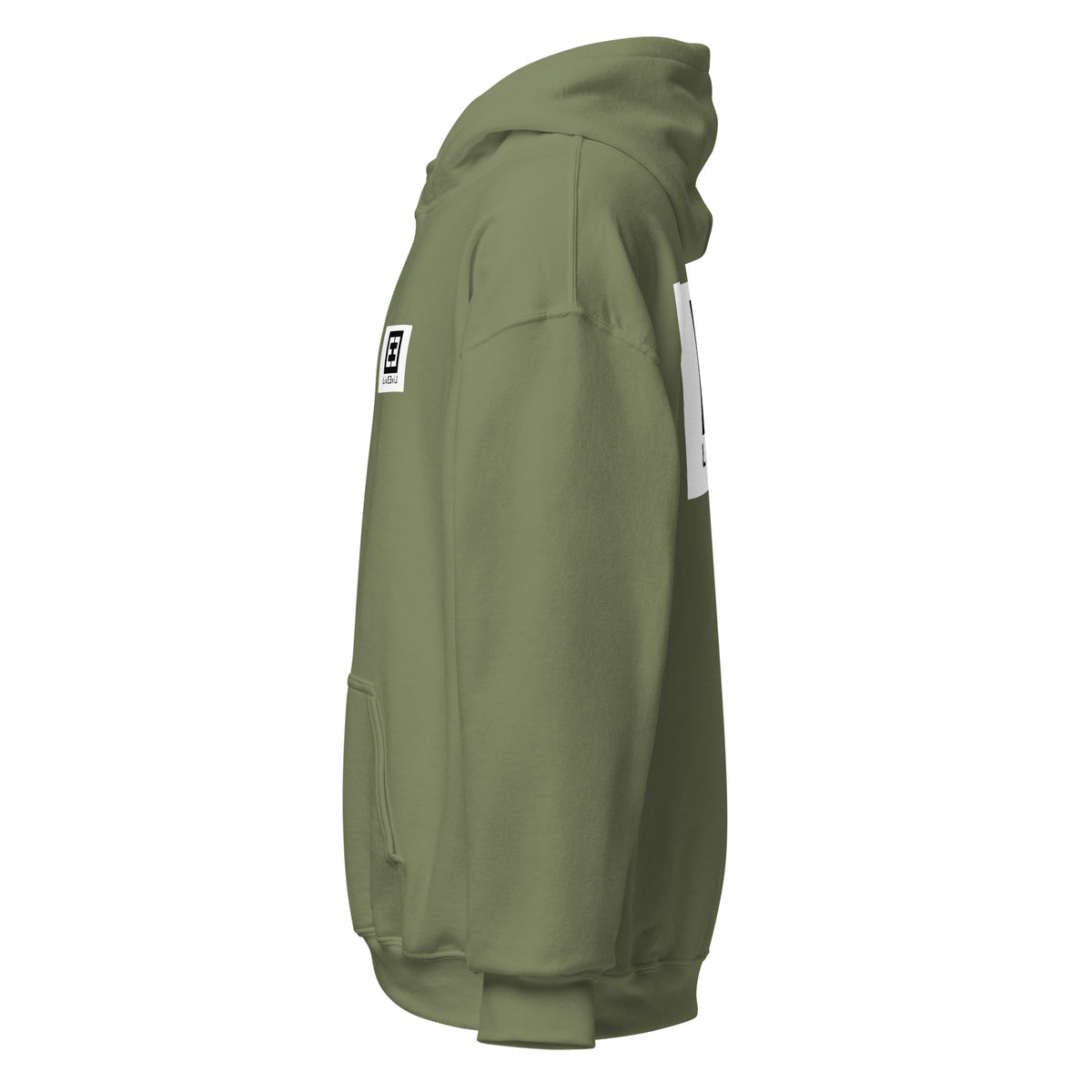 LivEƎvi⅃ 3OF3 Big & Tall graphic hoodie in military green, left view