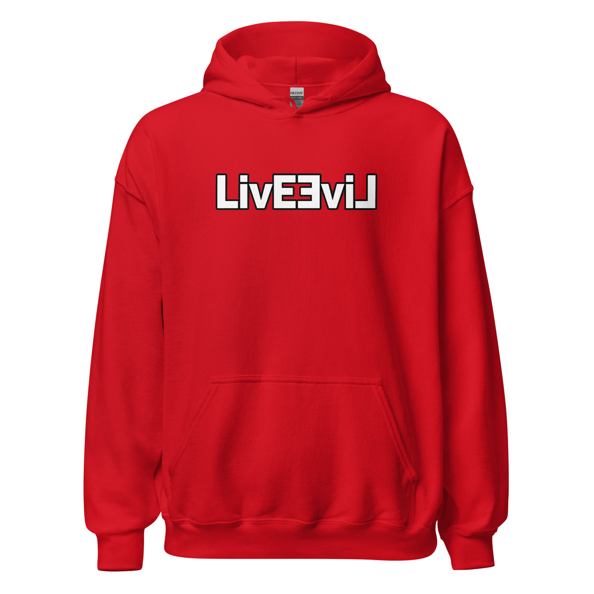 LivEƎvi⅃ 1OF3 Big & Tall graphic hoodie in red, front view