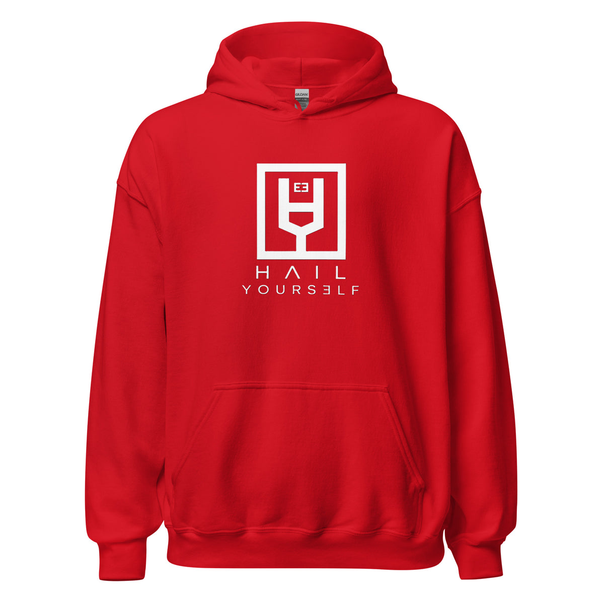 HAIL YOURSELF LivEƎvi⅃ Big & Tall graphic hoodie in red, front view