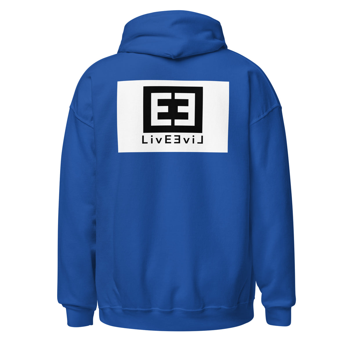 LivEƎvi⅃ 3OF3 Big & Tall graphic hoodie in royal blue, back view