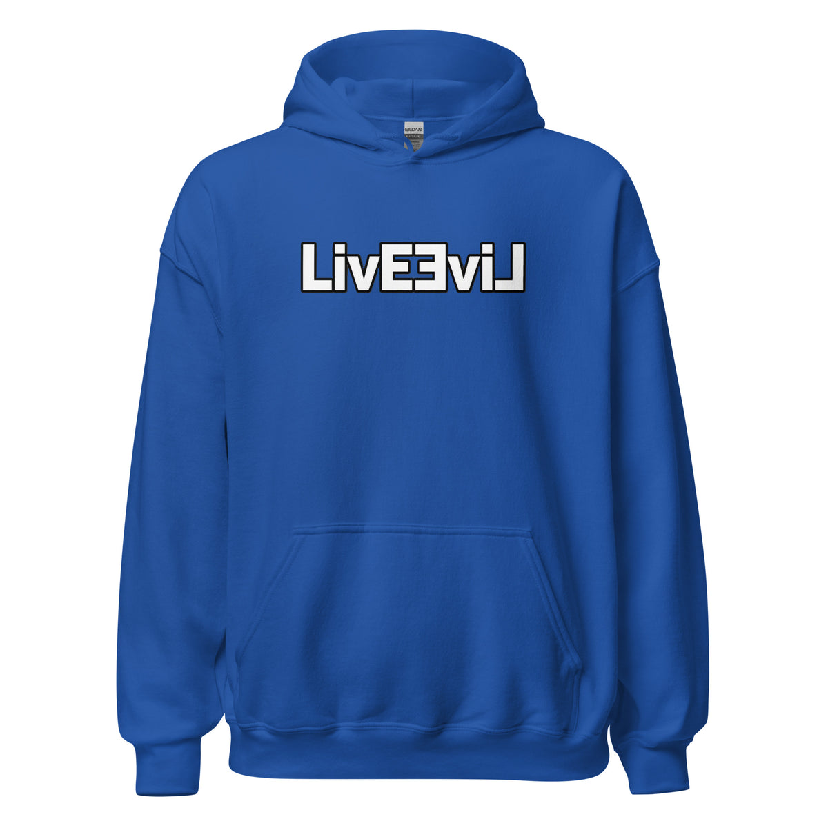 LivEƎvi⅃ 1OF3 Big & Tall graphic hoodie in royal blue, front view