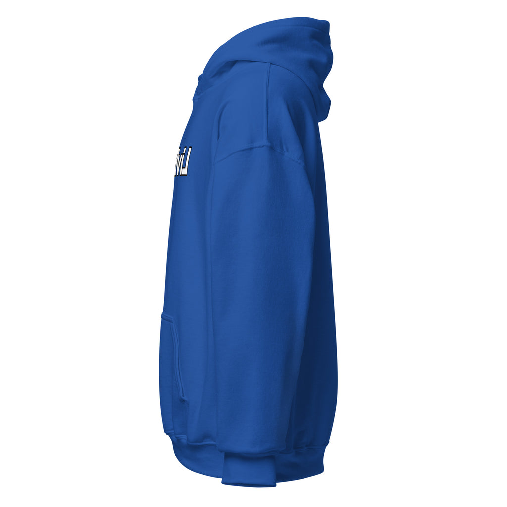 LivEƎvi⅃ 1OF3 Big & Tall graphic hoodie in royal blue, left view