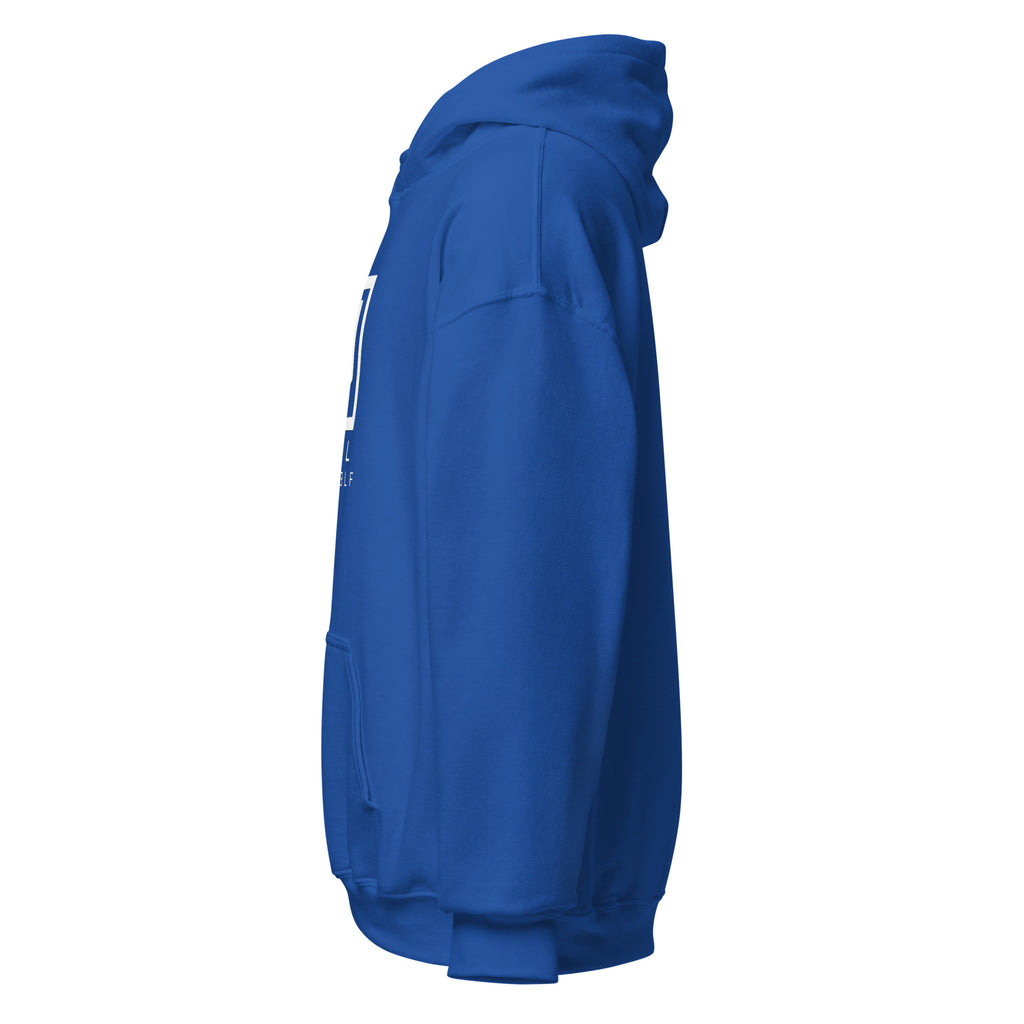 HAIL YOURSELF LivEƎvi⅃ Big & Tall graphic hoodie in royal blue, left view
