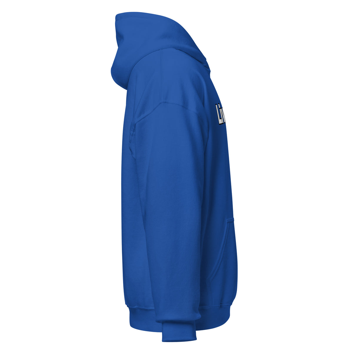 LivEƎvi⅃ 1OF3 Big & Tall graphic hoodie in royal blue, right view