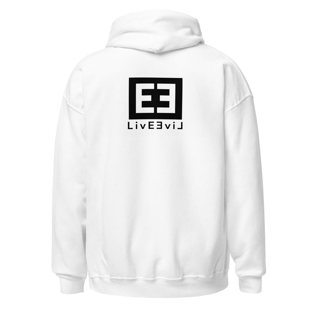 LivEƎvi⅃ 3OF3 Big & Tall graphic hoodie in white, back view