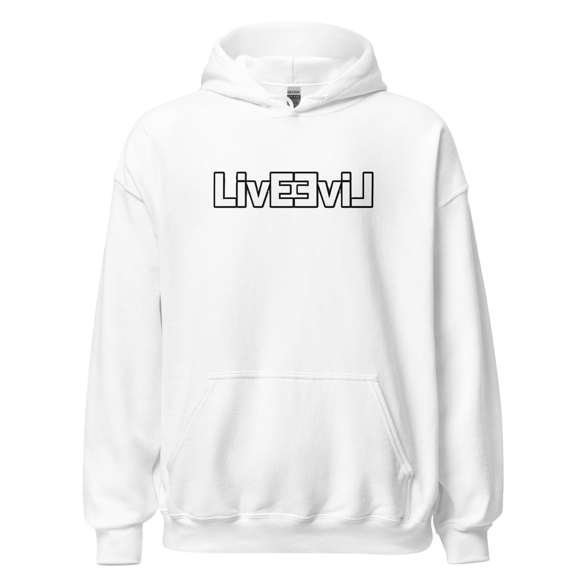 LivEƎvi⅃ 1OF3 Big & Tall graphic hoodie in white, front view