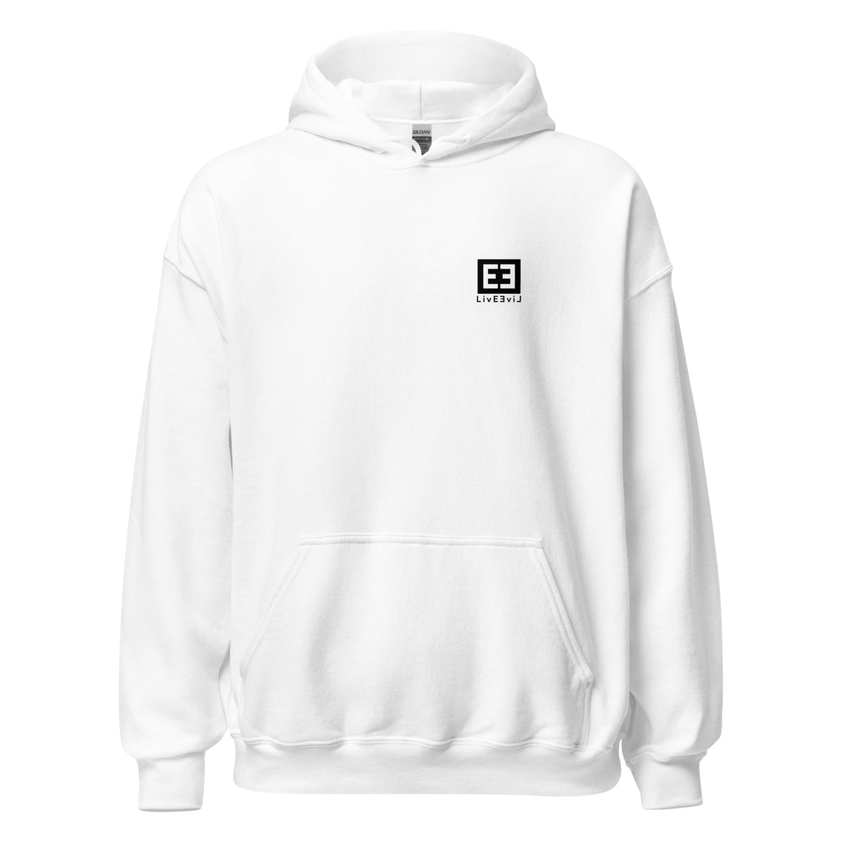 LivEƎvi⅃ 3OF3 Big & Tall graphic hoodie in white, front view