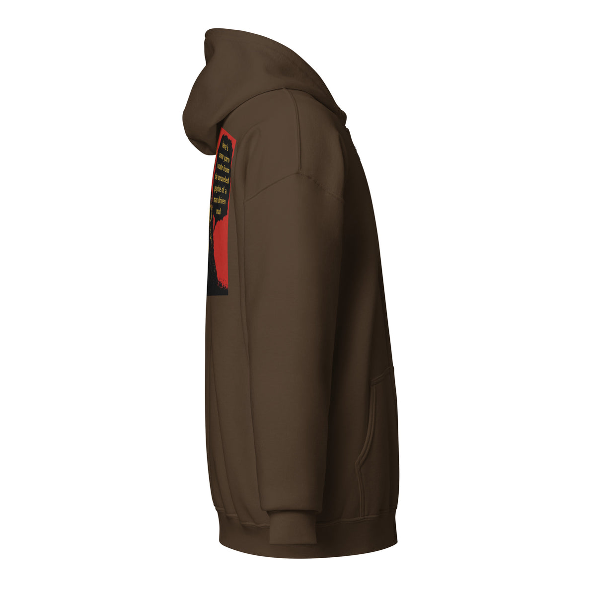 Cthulhu's Making Yarn Again LivEƎvi⅃ zip hoodie in dark chocolate, right view