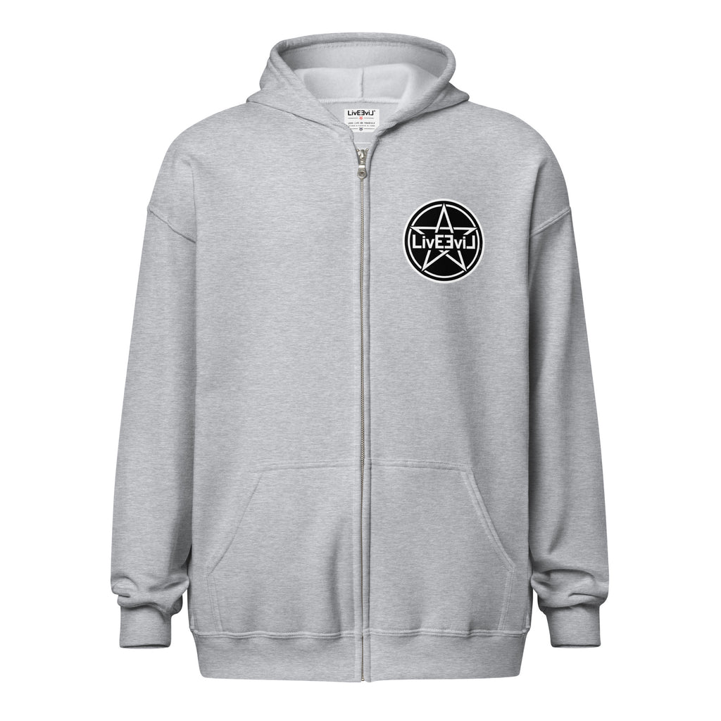 Cthulhu's Making Yarn Again LivEƎvi⅃ zip hoodie in sport grey, front view