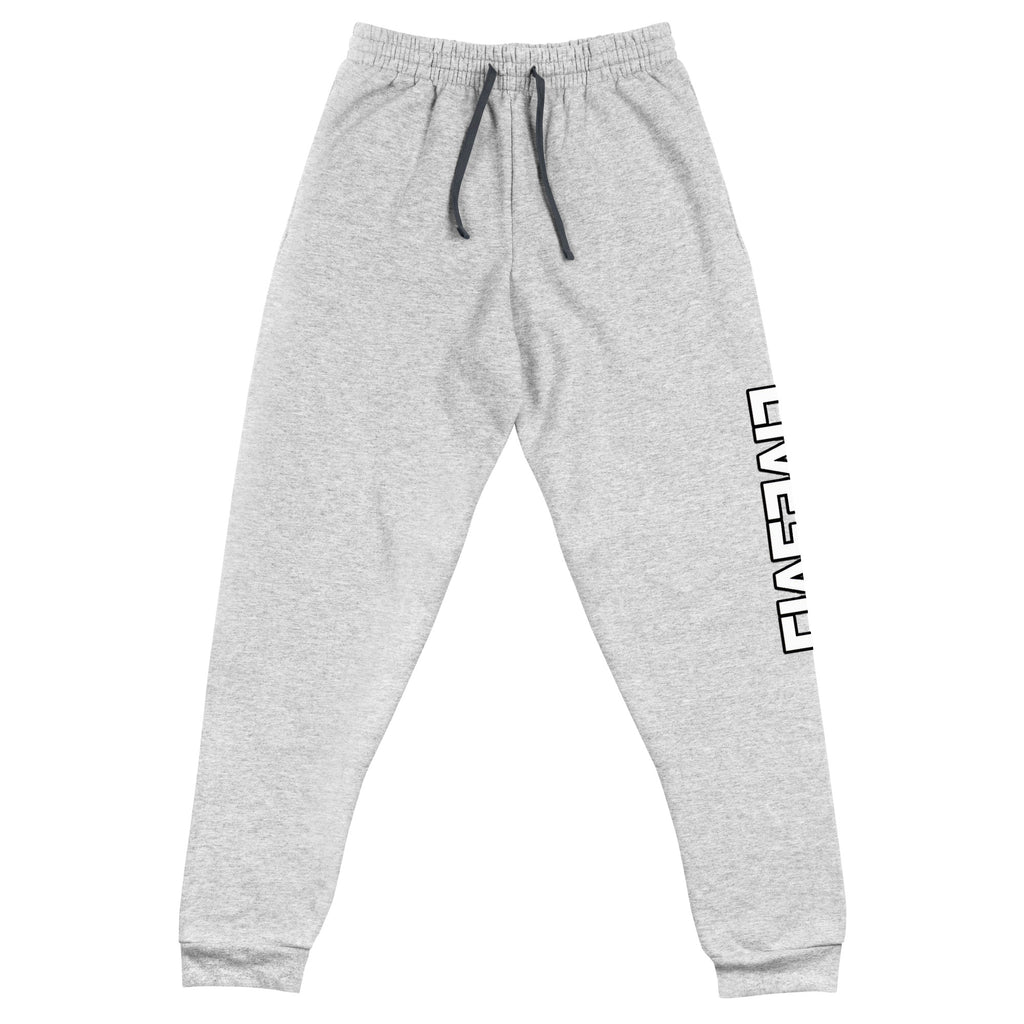 LivEƎvi⅃ unisex joggers in athletic heather, front view