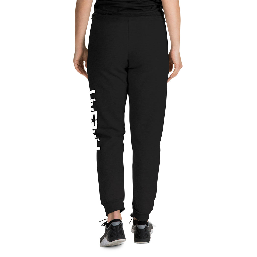 LivEƎvi⅃ unisex joggers in black, back view