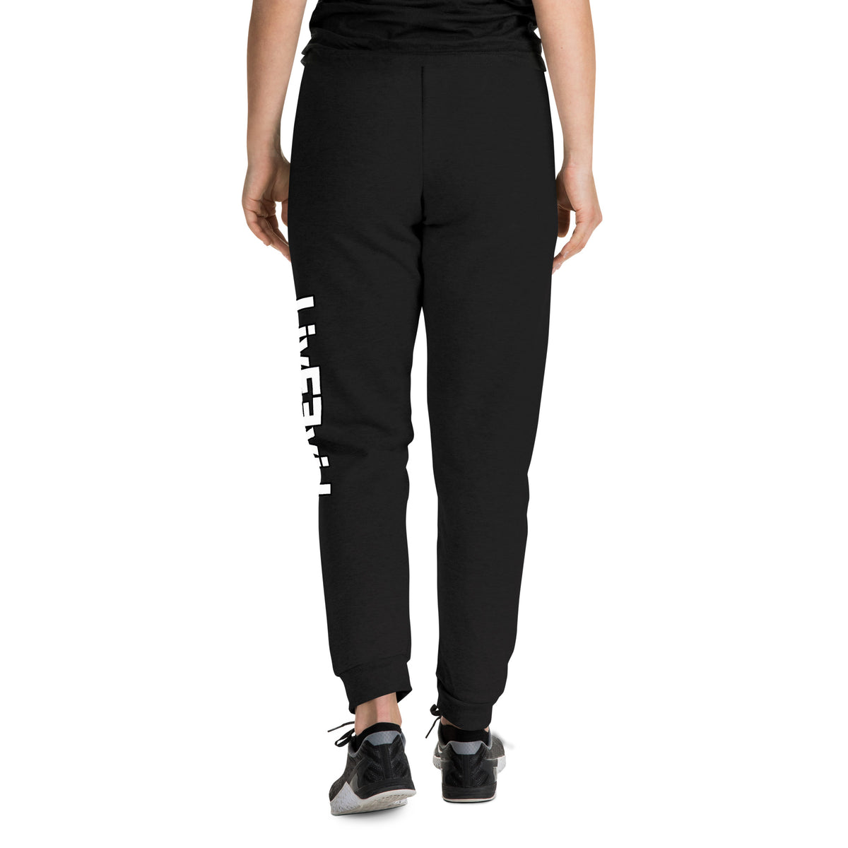 LivEƎvi⅃ unisex joggers in black, back view