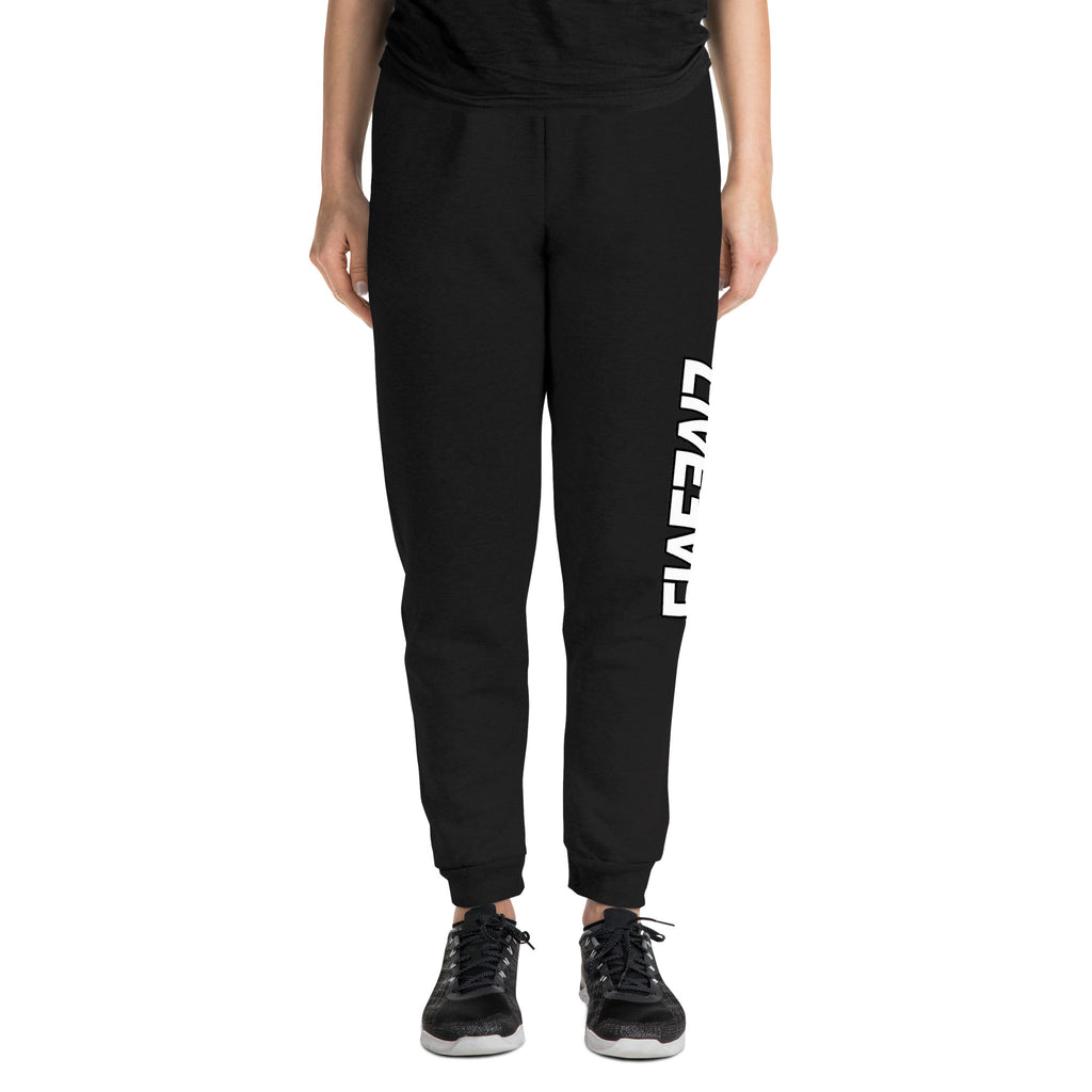LivEƎvi⅃ unisex joggers in black, front view