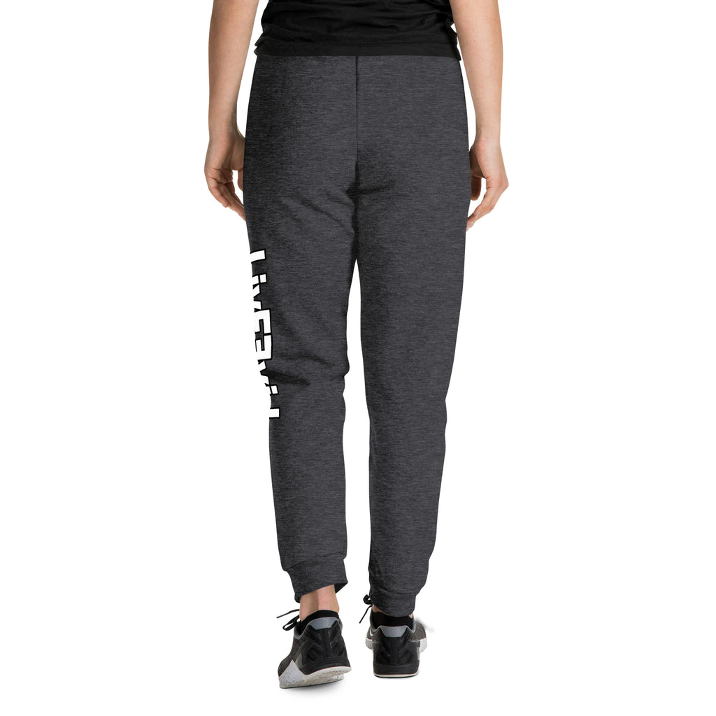 LivEƎvi⅃ unisex joggers in black heather, back view