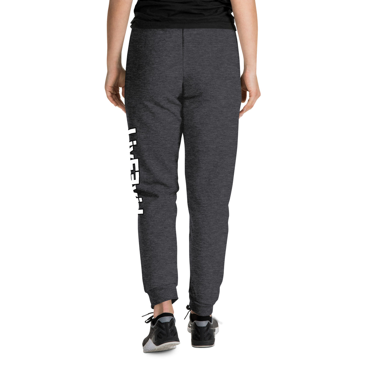LivEƎvi⅃ unisex joggers in black heather, back view