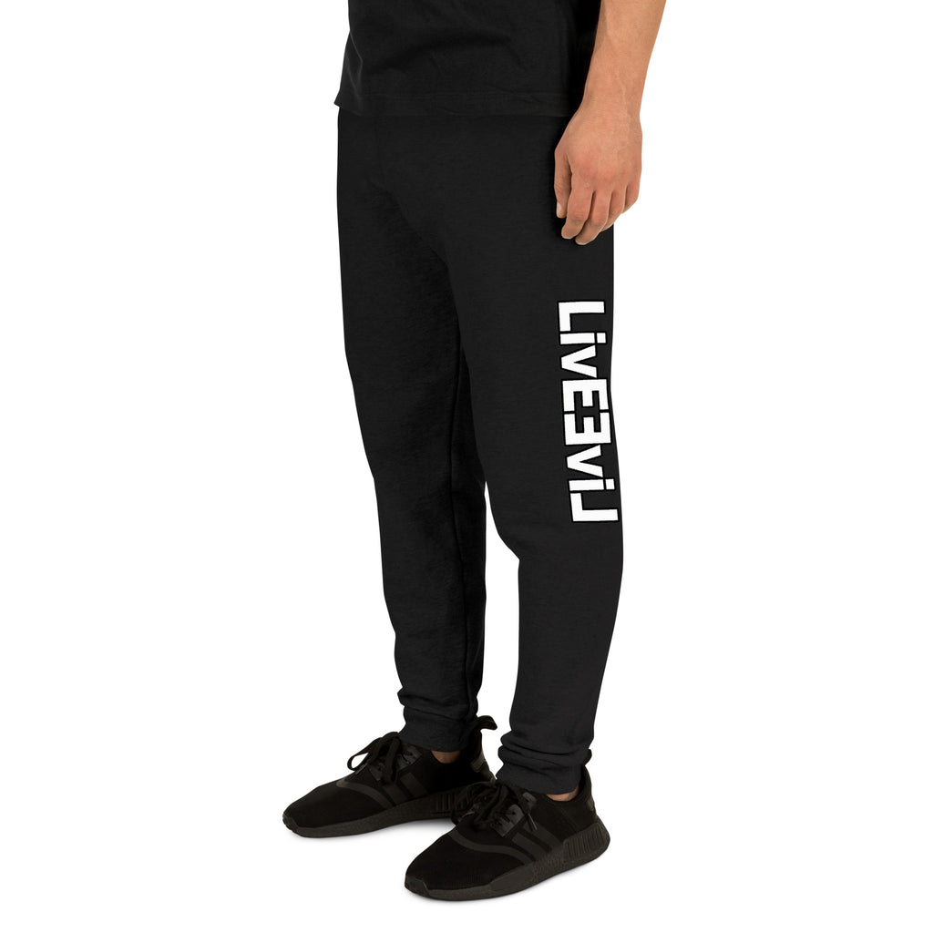 LivEƎvi⅃ unisex joggers in black, left front view