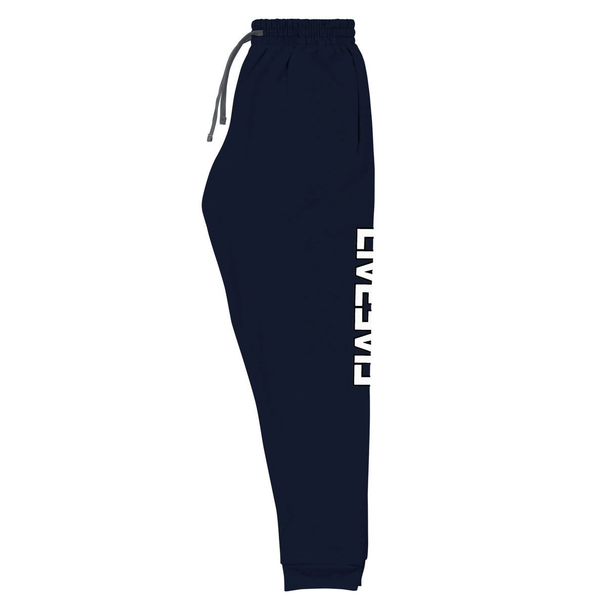 LivEƎvi⅃ unisex joggers in J. navy, left front view