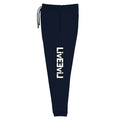 LivEƎvi⅃ unisex joggers in J. navy, left leg view
