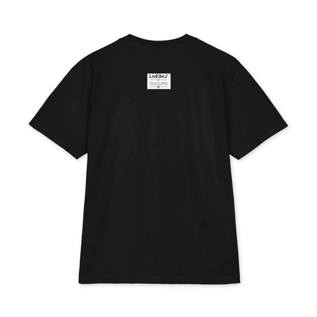 LivEƎvi⅃ 1OF3 Big & Tall heavyweight graphic tee in black, back view