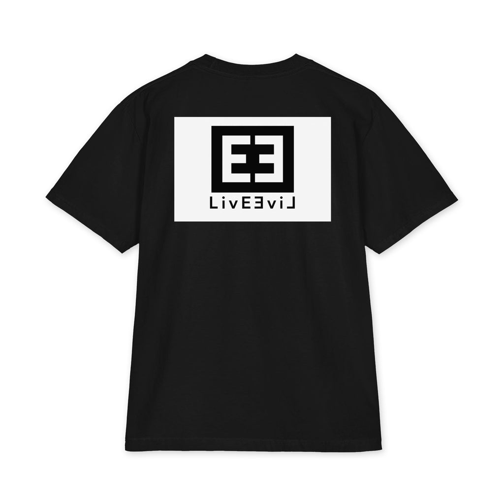 LivEƎvi⅃ 3OF3 Big & Tall heavyweight graphic tee in black, back view