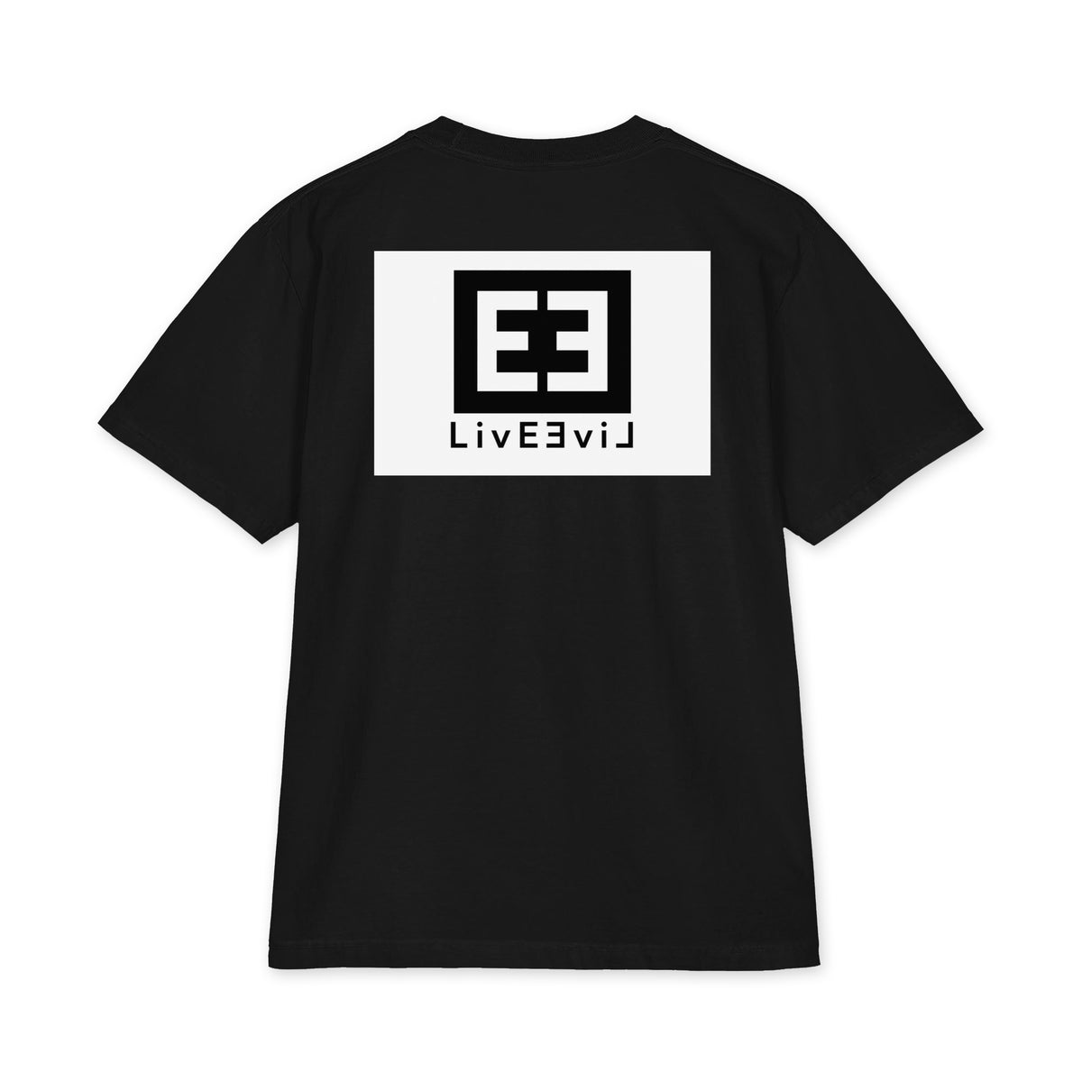 LivEƎvi⅃ 3OF3 Big & Tall heavyweight graphic tee in black, back view